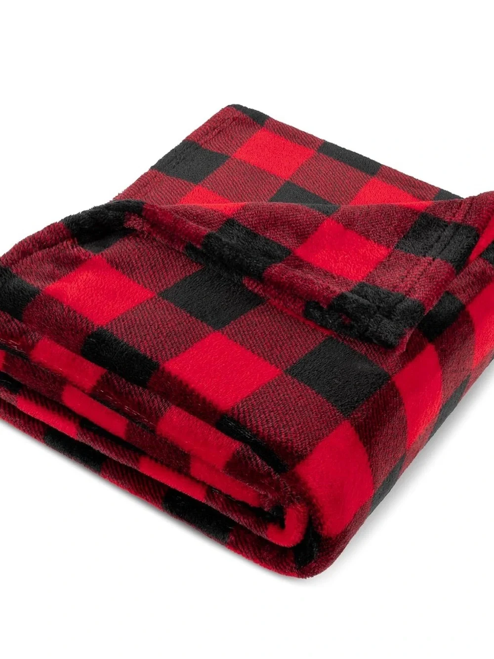 Cozy Red and Black Buffalo Plaid Throw Blanket - Sending Big Hugs NWT